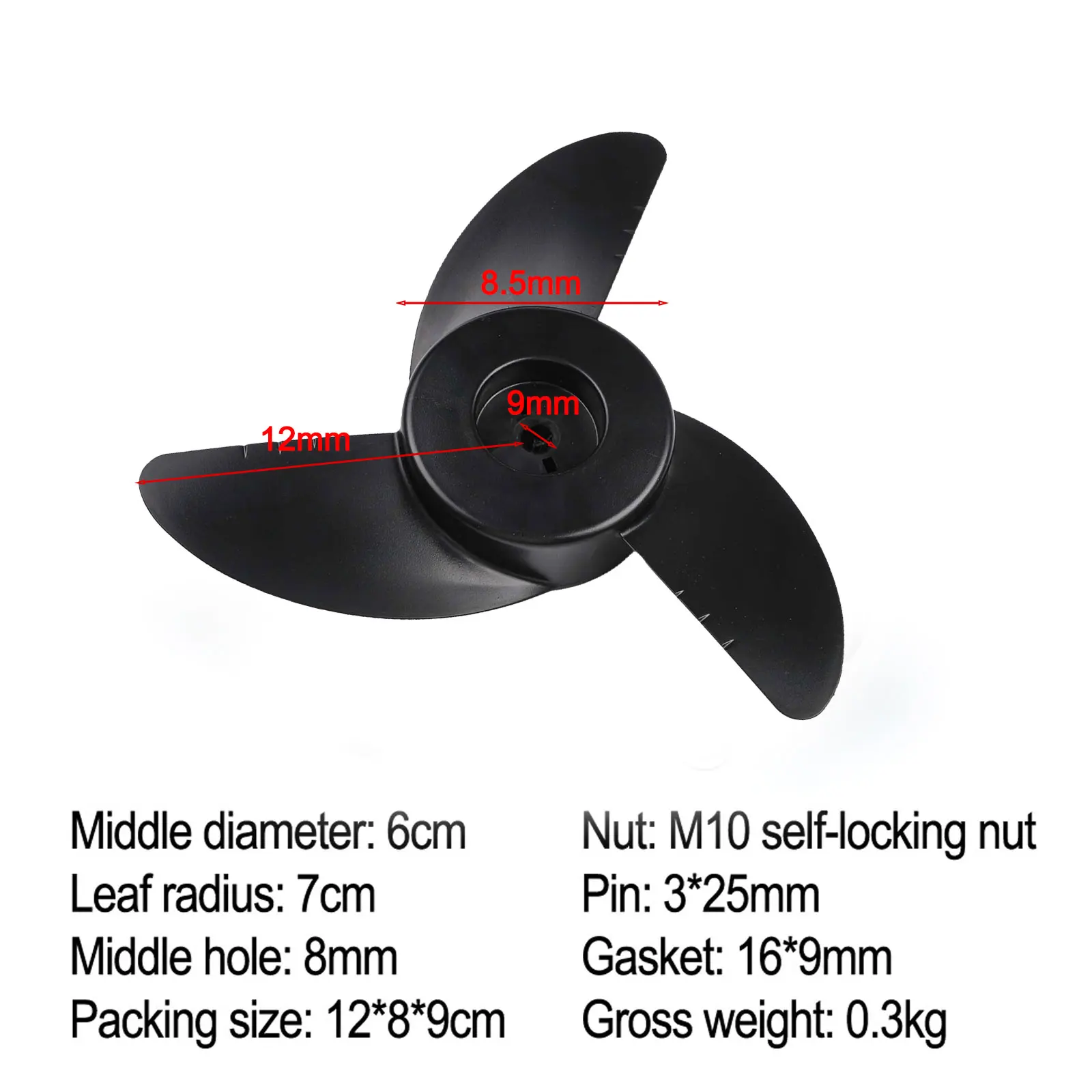 Plastic Propeller For Electric Trolling Motors Supporting Standard For Outboard Engine Fitment Without Modification