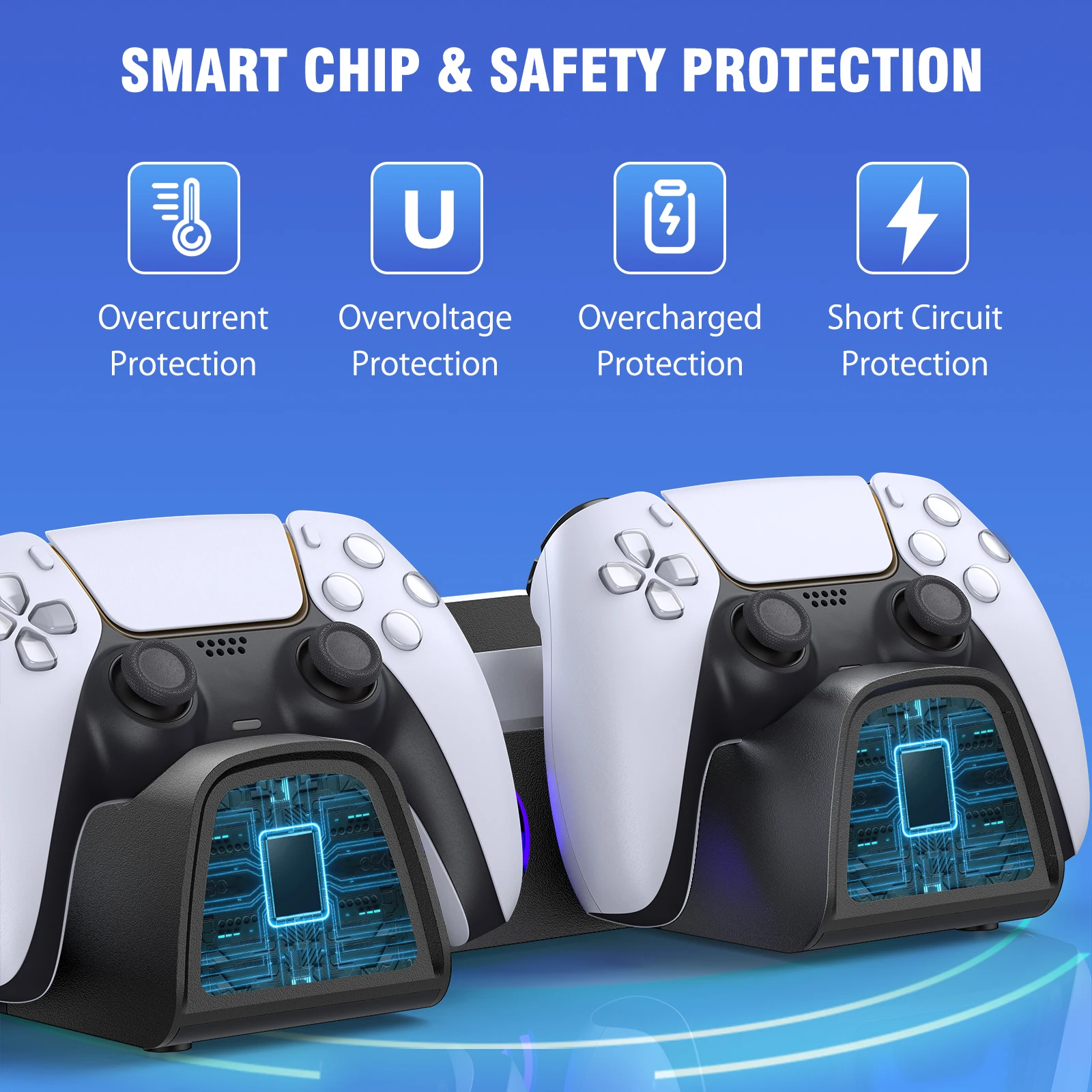 DINOFIRE Классический охлаждающий вентилятор для консоли PS5 с двумя контроллерами Playstation5 Зарядная станция Интеллектуальная охлаждающая подставка.