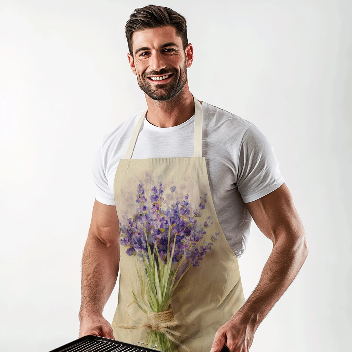 Vintage Floral & Strawberry Pattern Polyester Apron - Stylist Cooking Baking Apron for Home Kitchen, Art Studio Use