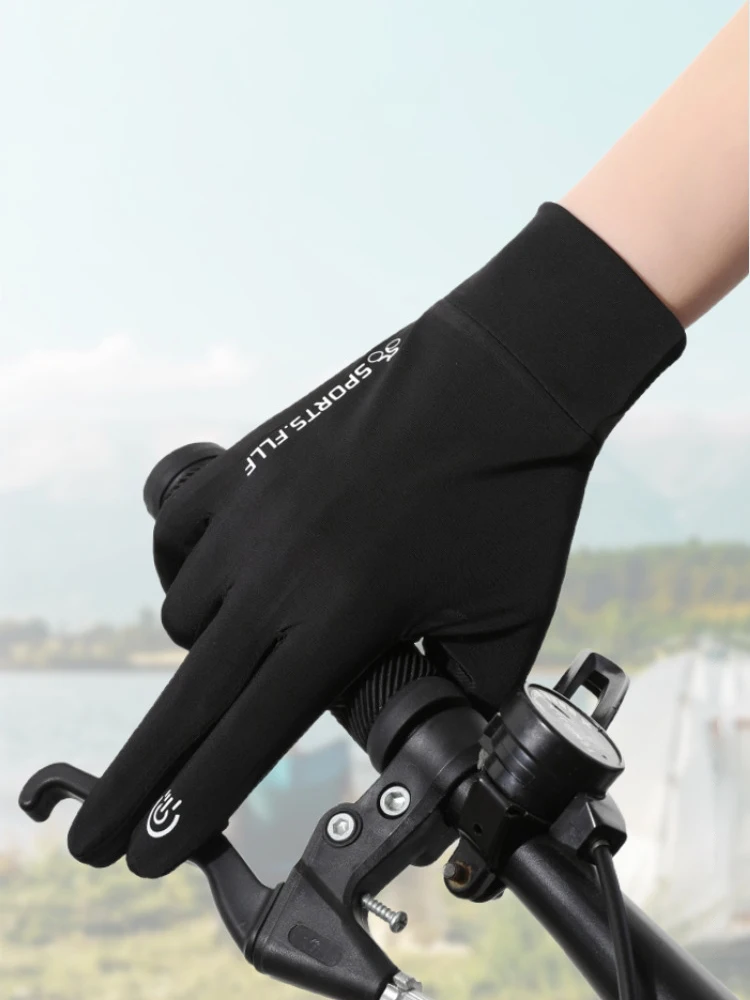 AliExpress HKXY GLOVES Men Cycling Gloves Sun Protection Summer Ice Silk Running Fingertip Flip Top Fishing Anti Slip Breathable Hiking Travel Gloves