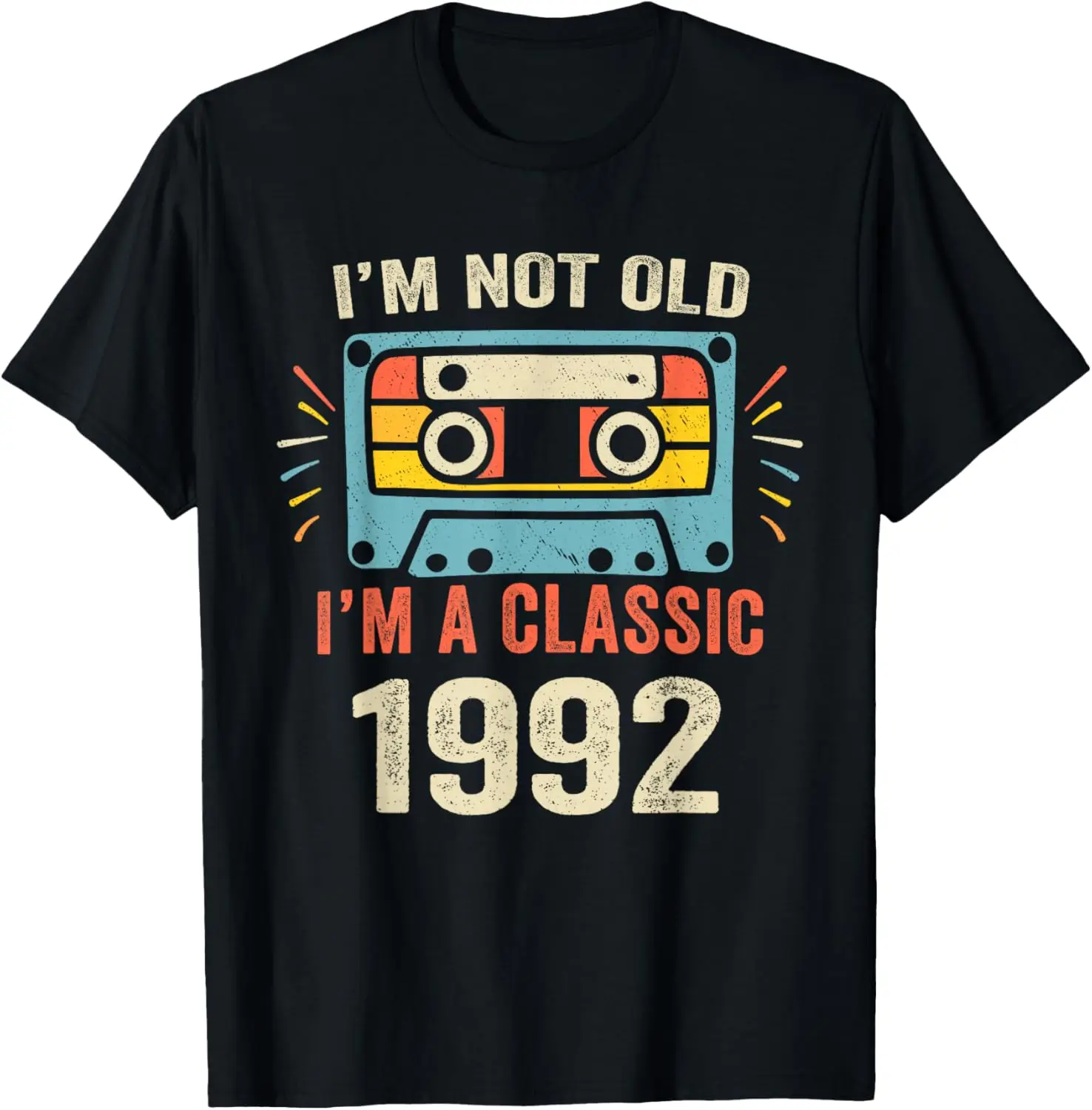 33rd Birthday 33 Years Old Vintage Cassette I'm Classic 1992 T-Shirt Mens Clothing Print on Demand Streetwear Ropa Hombre