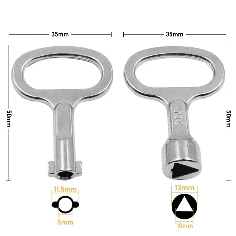 1/2 pz ascensore serratura della porta valvola chiave chiave chiave triangolo scanalato in lega di zinco valvola dell'acqua rubinetto serratura chiave a bussola utensili manuali