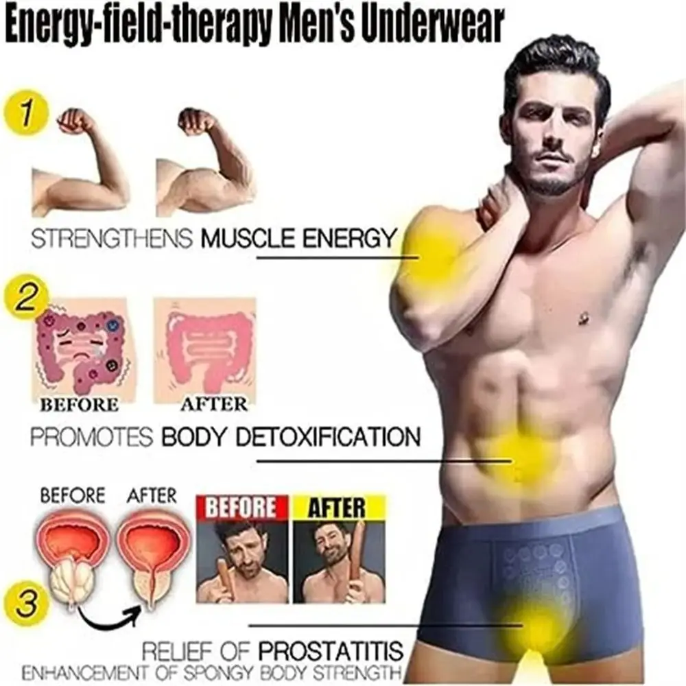 Energy Field Therapy Men's Underwear Elastic Polyester Fibre Long Lasting Slim Briefs Breathable Magnetic Therapy Men Underwear