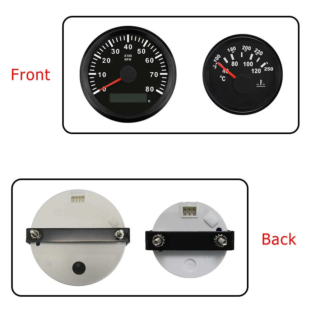 ELING 85mm GPS Speedometer +0-8000RPM Tachometer +52mm Water Temp Oil Pressure Fuel Level Meter 12V Voltmeter with Red Backlight