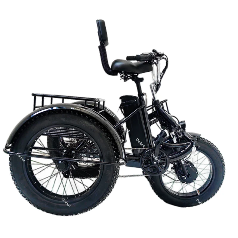 3 ล้อ Fatbike ไฟฟ้าจักรยานสําหรับชายพับคุณภาพสูง 48V 500W ไขมันยางผู้ใหญ่รถสามล้อไฟฟ้า Cargo จักรยานตะกร้า