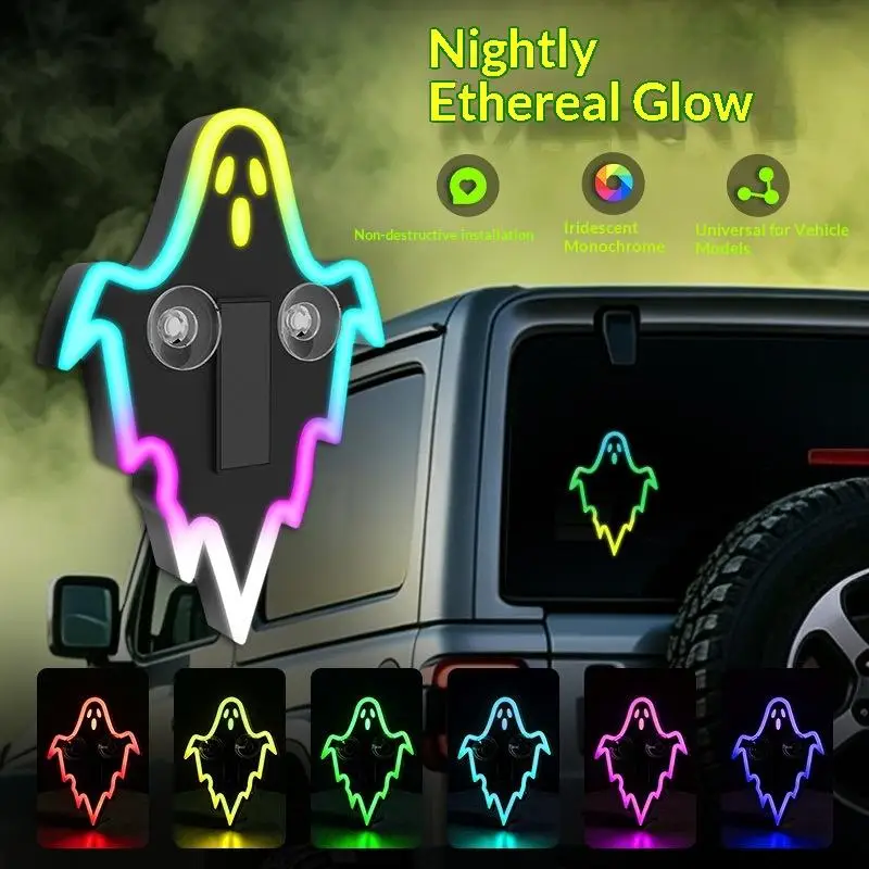 Solar Ghost LED Car Ambient Light Dynamic Flashing Rear Windshield Decor Light Energy Saving for Auto Exterior Decoration