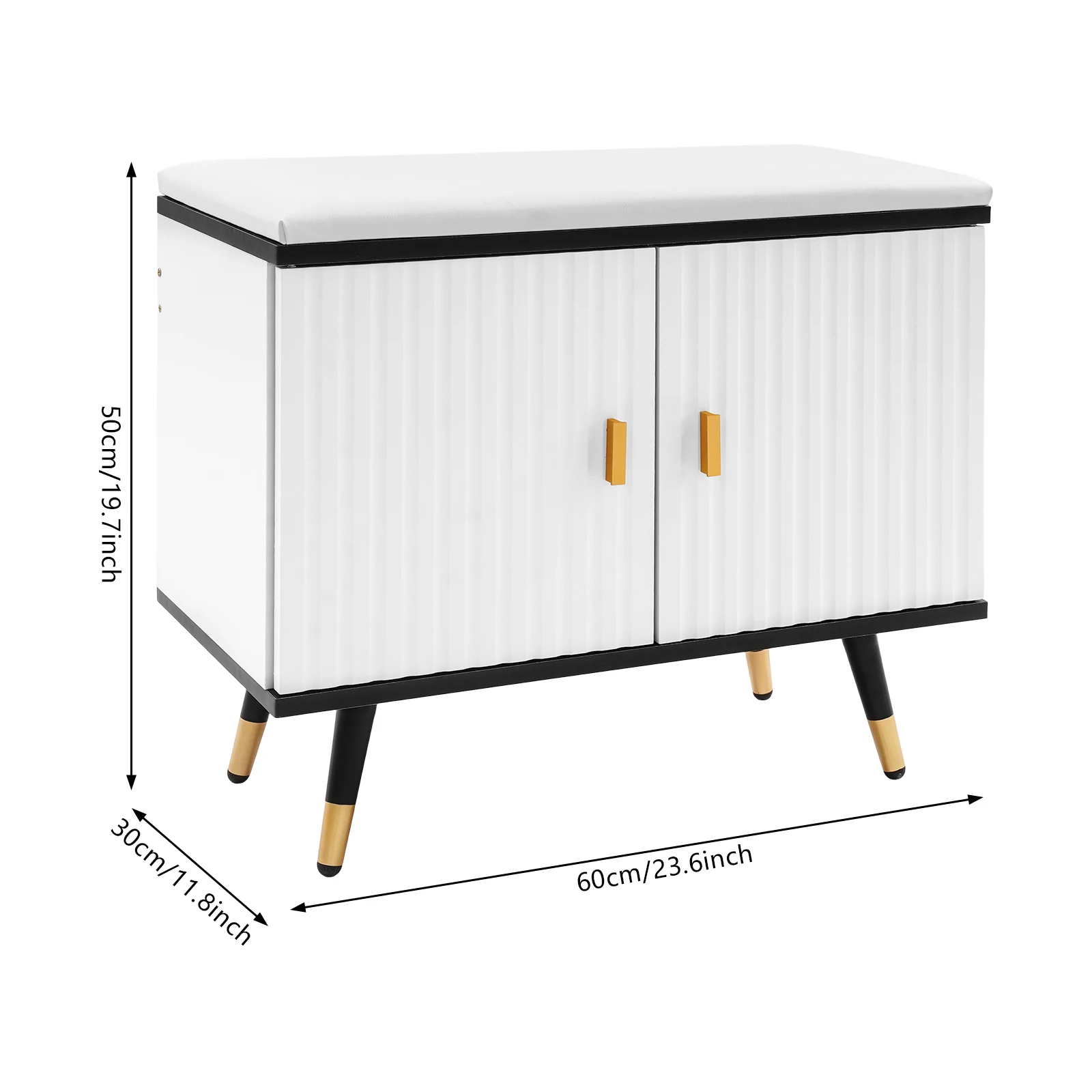 مقعد أحذية حديث قائم بذاته مع مساحة تخزين من طبقتين وقسم قابل للإزالة، وأرجل معدنية، وقدرة تحميل 100 كجم لغرف المعيشة