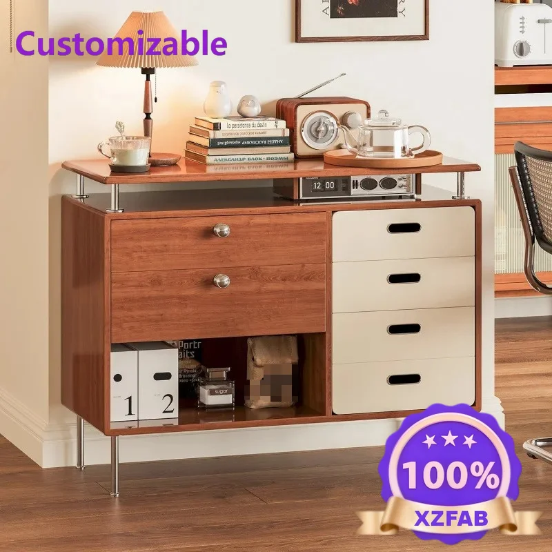 Factory Direct 2026 Solid wood medieval style dining side cabinet simple design living room tea side cabinet against the wall