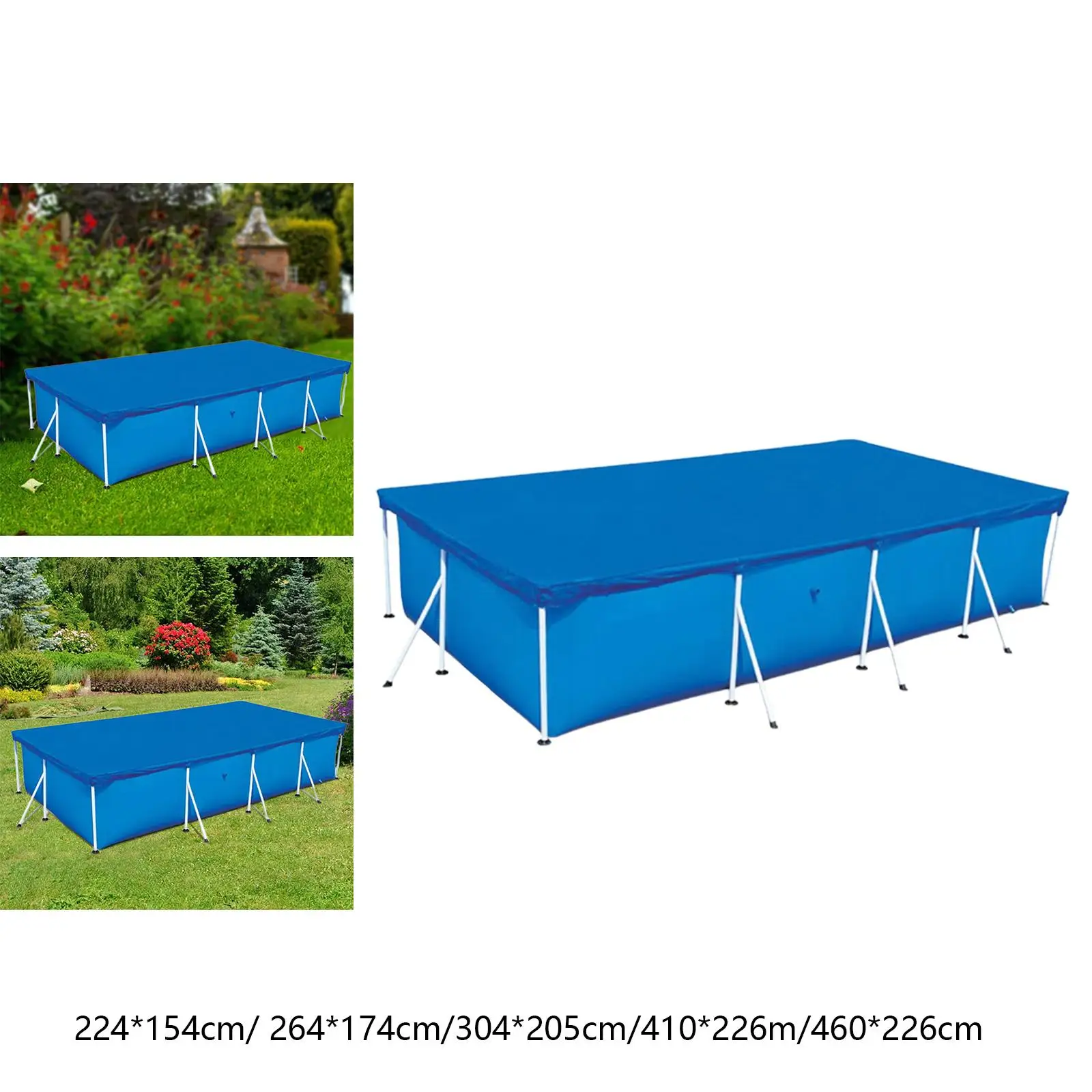 Rectangular Swimming Pool Cover Inflatable PE Waterproof Dustproof Foldable Rectangle Protector for Above Ground Pool Outdoor