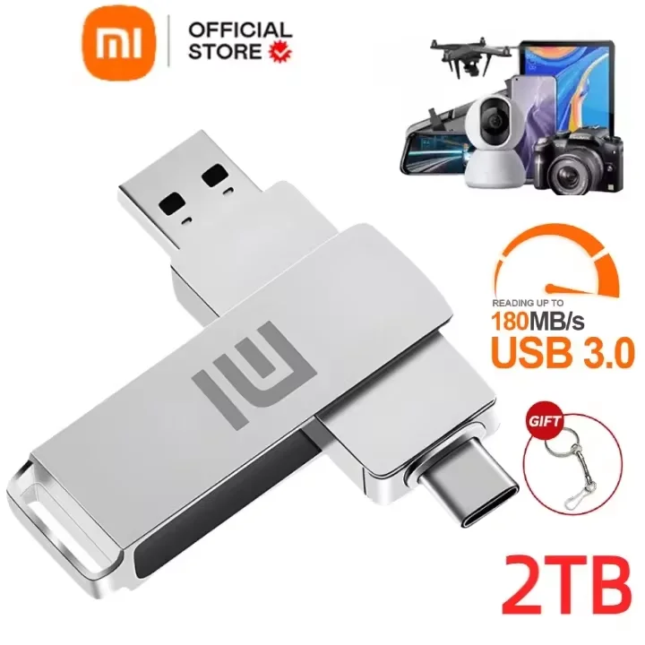 Xiaomi แฟลชไดรฟ์โลหะ USB3.0 2TB หน่วยความจำ1TB 512GB 256GB 128GB กันน้ำ USB Stick ความเร็วสูง OTG ไดรฟ์ปากกาสำหรับพีซี