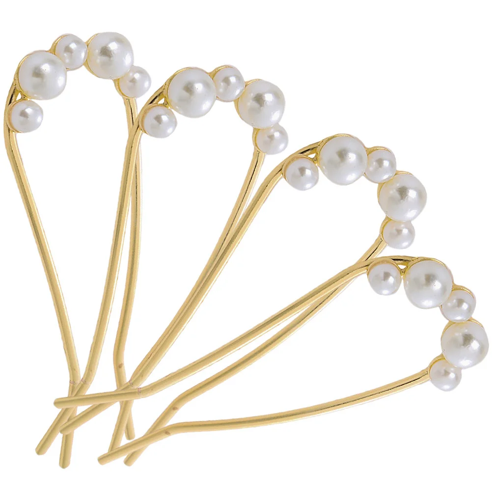 

4pcs Pearl Chinese Sticks U Shaped Vintage Hairpins For Women Thick Long Hair Bun Pins French Hair Sticks Accessories