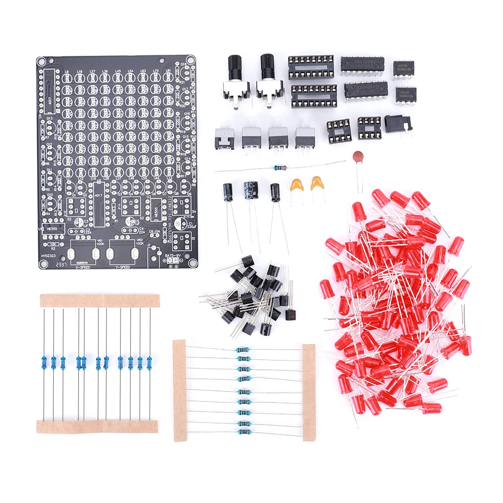 CHA-81 DIY LED Electronic Kit USB/Battery Power Supply 9x9 Dot Matrix Board for Students STEM Teaching