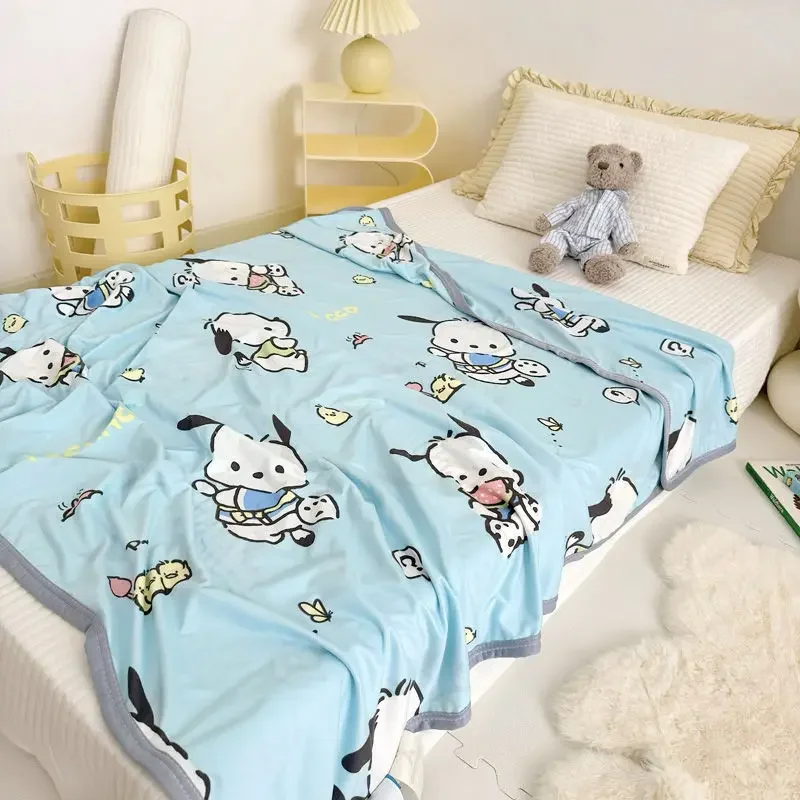 

Ins Hello Kitty Anime Kawaii Sanrio Knitted Cotton Baby Blanket Cute Kuromi Cinnamoroll Nap Washable Quilt Cover Gifts for Kids