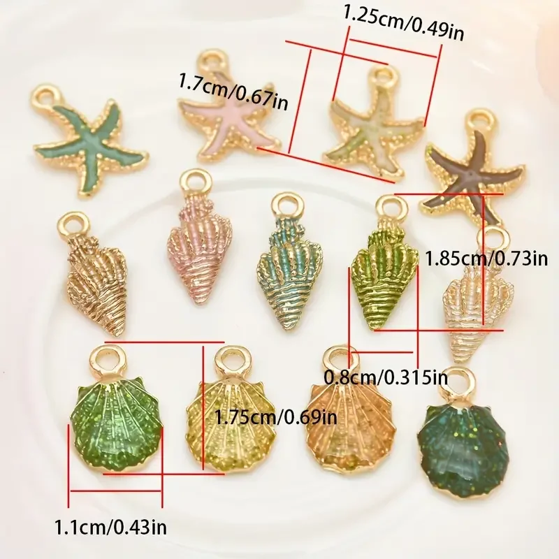 30/50pcs Of Random Dripping Oil Pearlescent Conch Shell Starfish Diy Jewelry Accessories Bracelet Earrings Pendant Alloy image 3