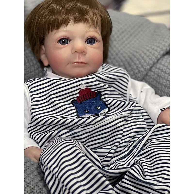 47CM Finished Doll Felicia with Rooted Hair Reborn Baby Doll Soft Touch Newborn Baby Hand Paint with Detailed Veins Kids Toys