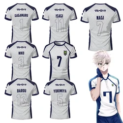 2024 Summer New Men's Blue Lock Anime Soccer Jersey T-shirt Women's Round Neck Sports Tops Children's Casual Short Sleeve Tshirt