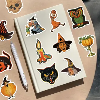 52 ks samolepek s dýňovou čarodějnicí, kreativní dekorativní halloweenské samolepky na pouzdra na mobilní telefony, stolní skleněné knihy 8 nejlepší prodej nálepka s bleskem pro mobilní zařízení - №7