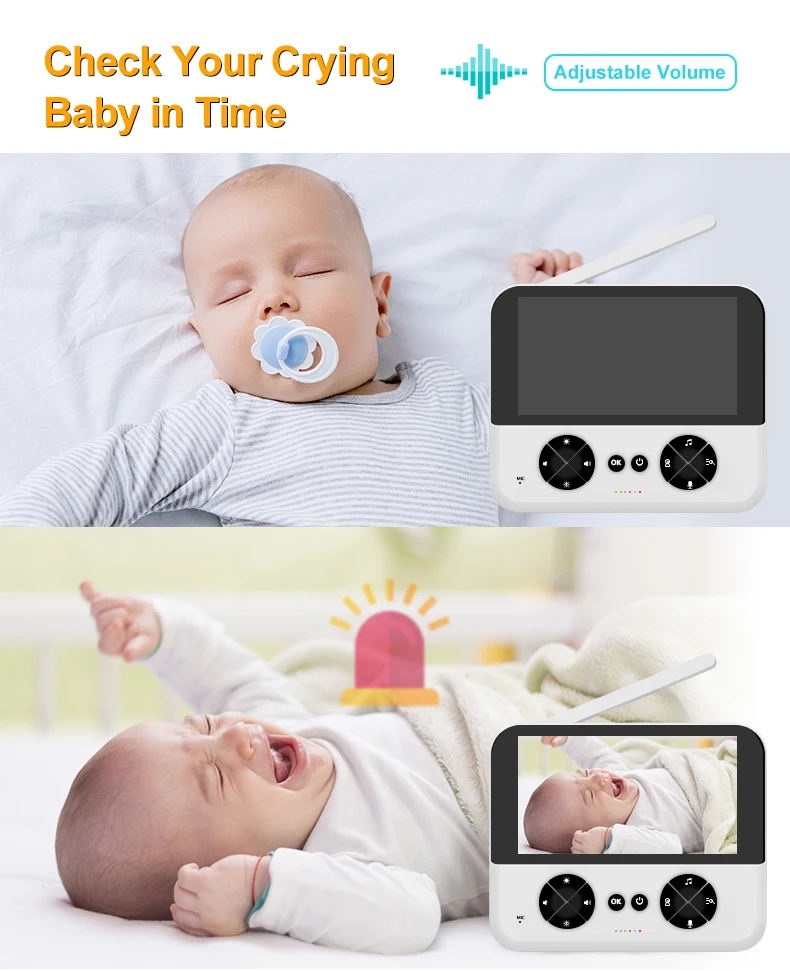 Smart mini wireless WiFi 4.3 "HD display indoor security baby camera video voice home monitoring system 3000mah batteria al litio