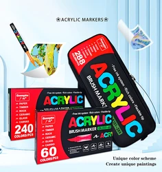 Juego de bolígrafos de pintura acrílica profesional, rotuladores de pincel, piedra de pintura de roca, cerámica, suministros de arte DIY, dibujo, 12-120 colores