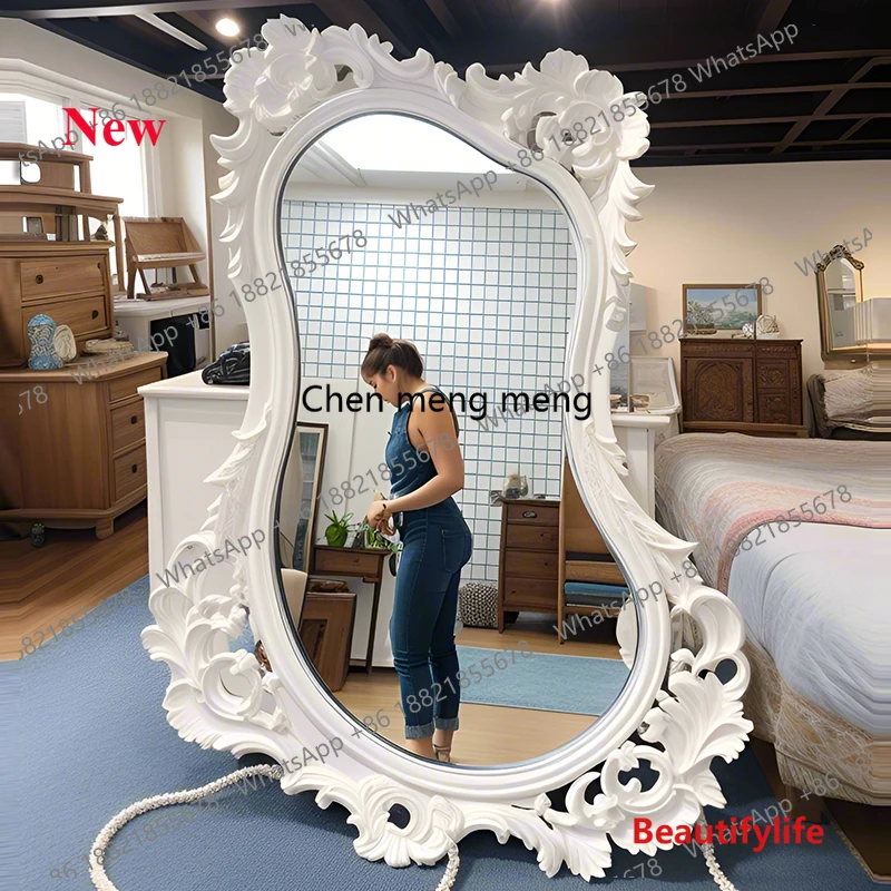 07M French Light Luxury Bathroom Mirror Entrance Decorative Mirror Home Wall-Mounted Creative Art Makeup Mirror