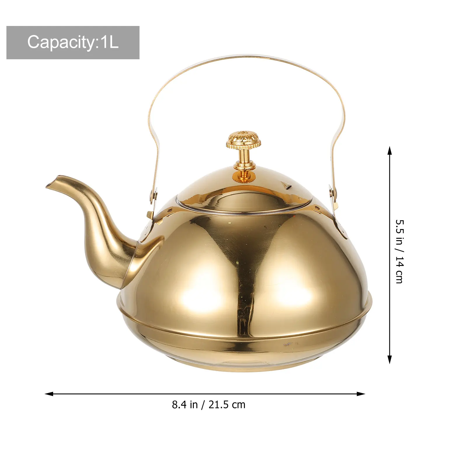 Thickened Stainless Steel Tea Pot Simple Elegant Design Tea Leaf Infuser Household Kitchen Desktop Teapot for Home Office