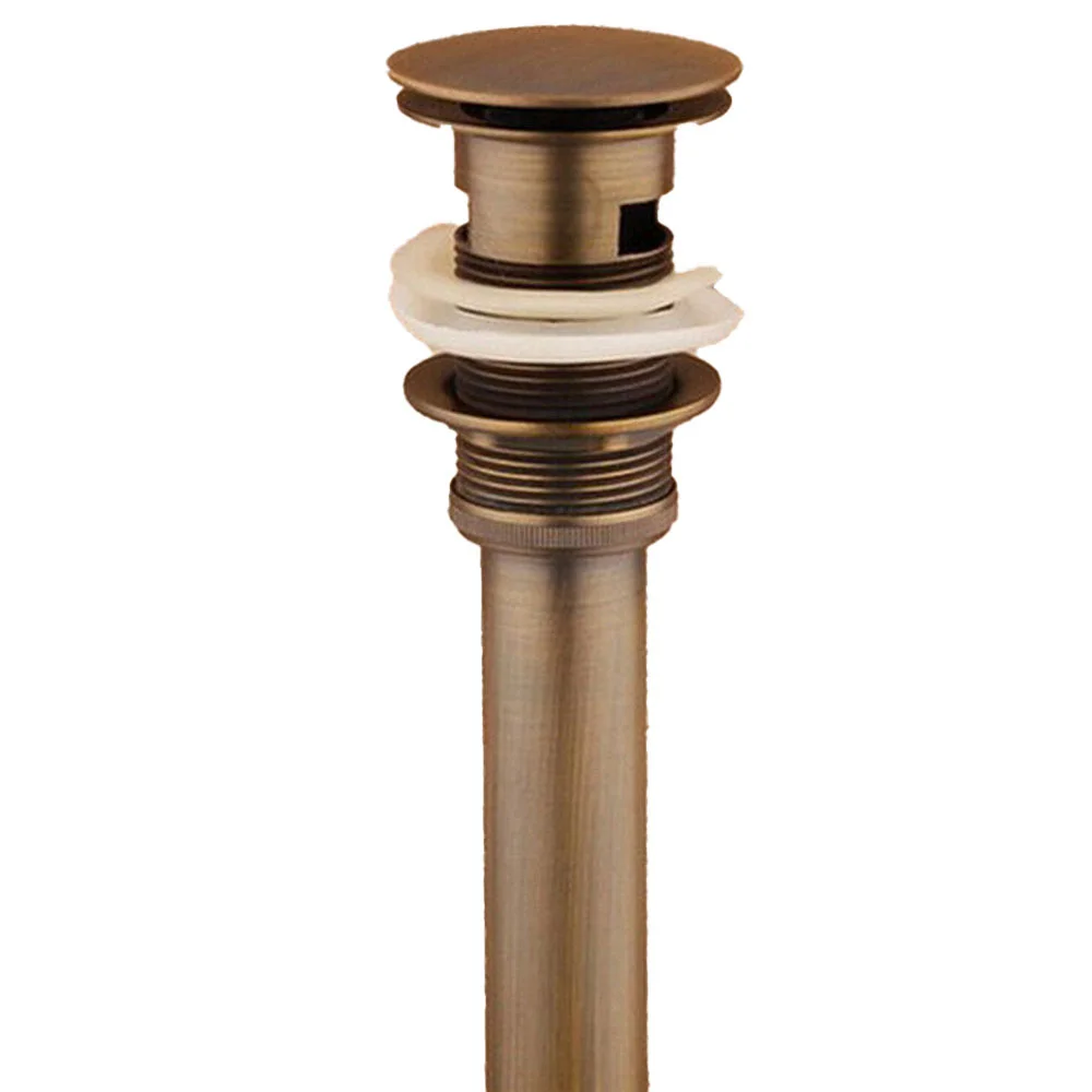 

Vintage Retro Antique Brass Large Round Cap Pop UP Bathroom Vessel Basin Sink Drain With Overflow asd024