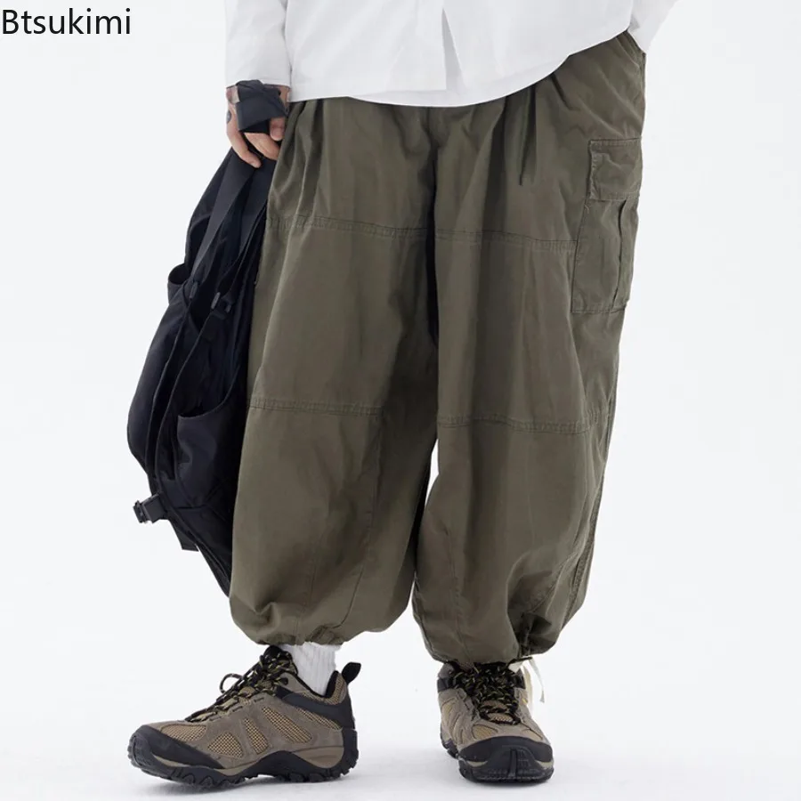 

Men Women Harajuku High Street Baggy Harem Trousers Retro Cargo Pants Hip Hop Solid Color Drawstring Streetwear Oversize Unisex