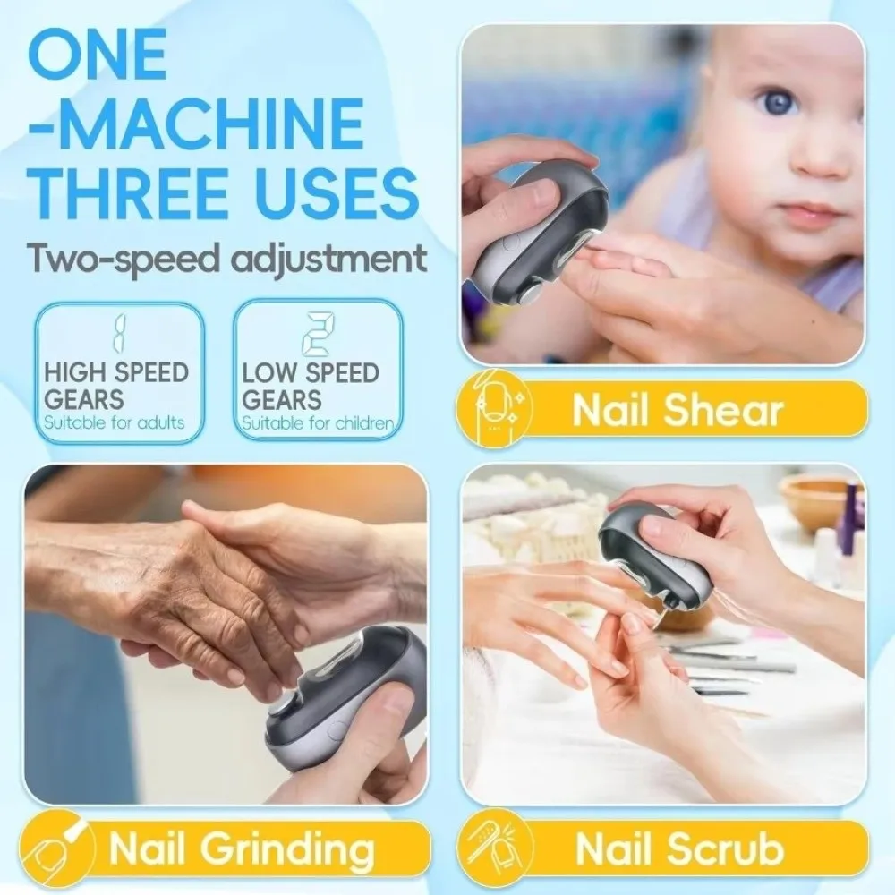 

3 in 1 Easy Clip Nail Clippers Portable Electric Nails Care Tool Toenail Trimmer with LED Light Smart Nail Clipper for Seniors