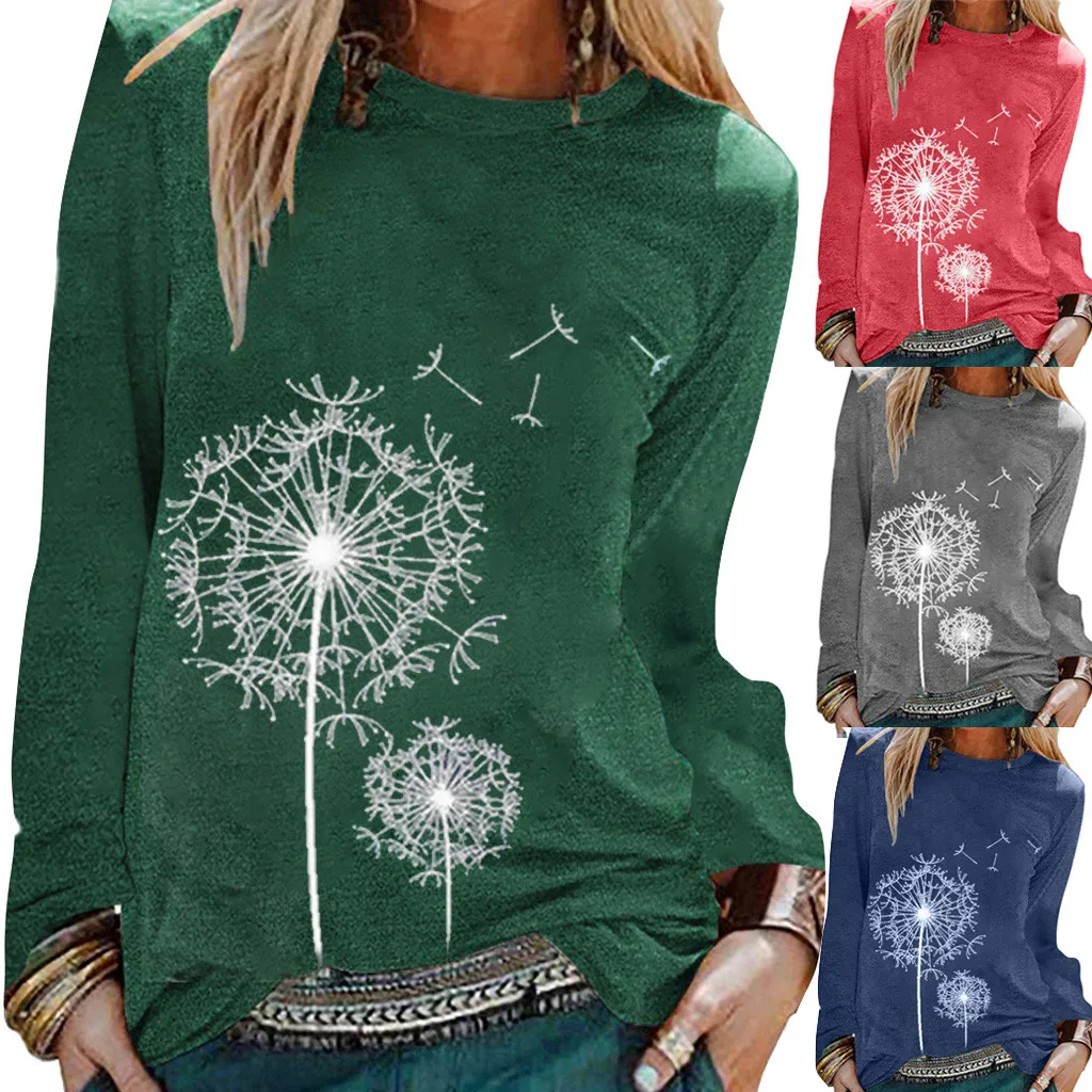 Fashion Women\'s Casual Print Long Sleeves T-Shirt Tunic Blouse Tops