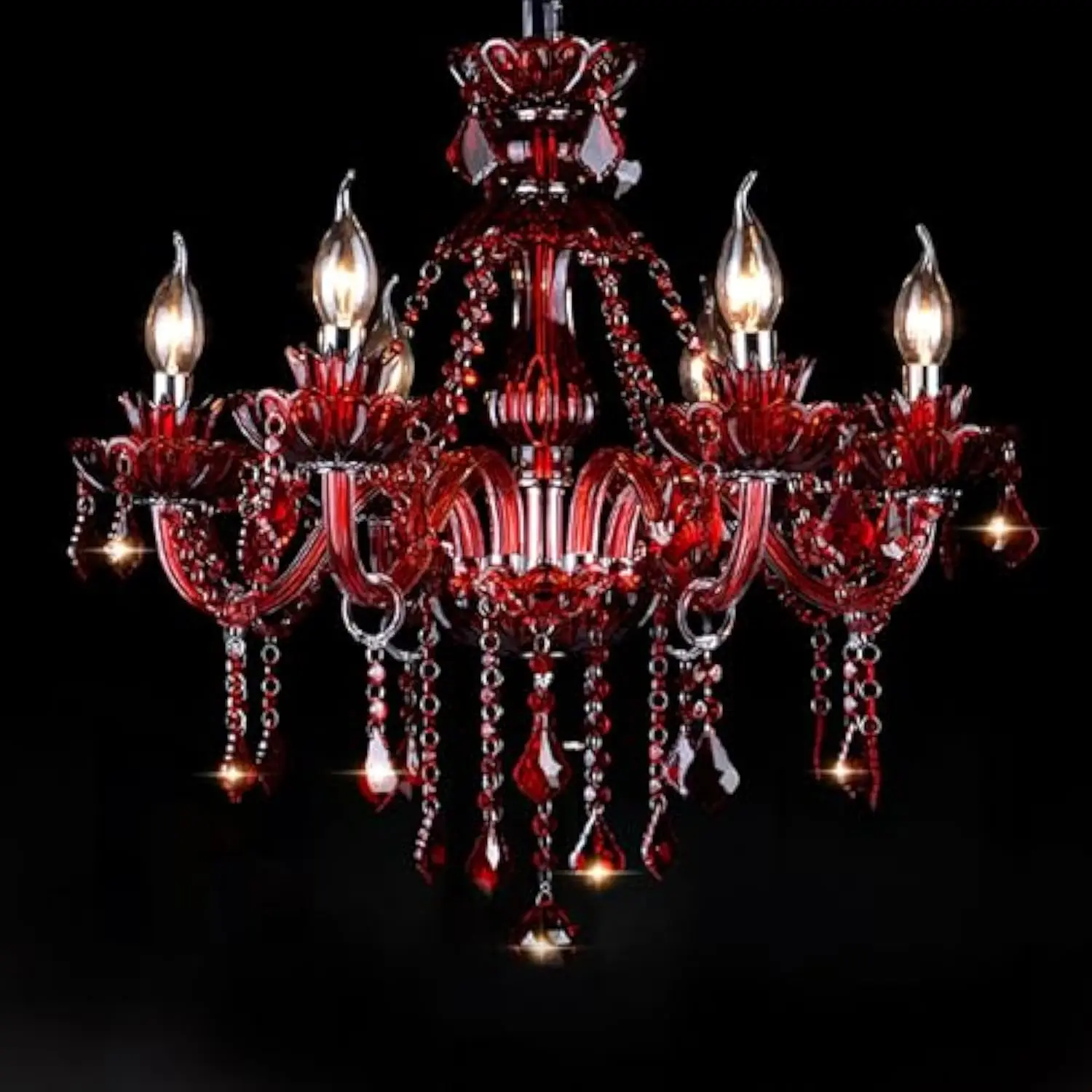 

Red 6 Lights K9 Crystal Candle Chandeliers Lighting Modern Pendant Lights Crystal Modern Chandelier Candle Chandelier Lighting