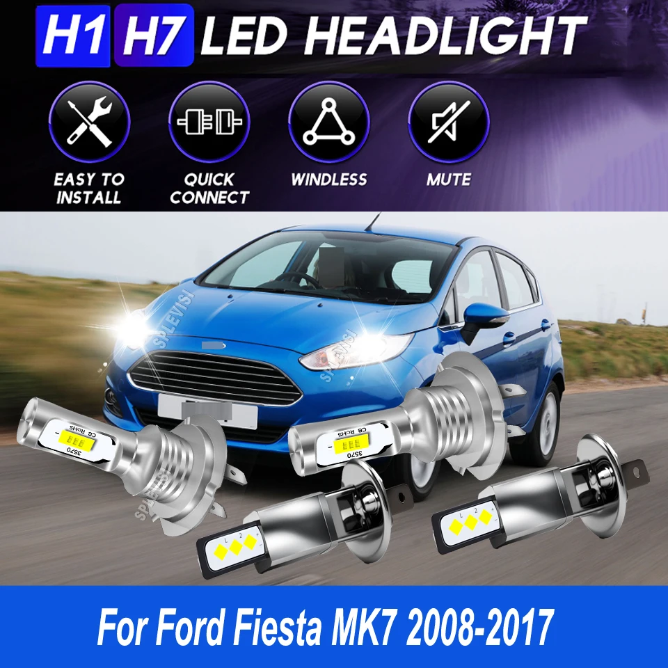 

H1 H7 Main Dipped Beam Headlights almost 1:1 the size of the original halogen For Ford Fiesta MK7 2008 2009 2010 2011 2012-2017