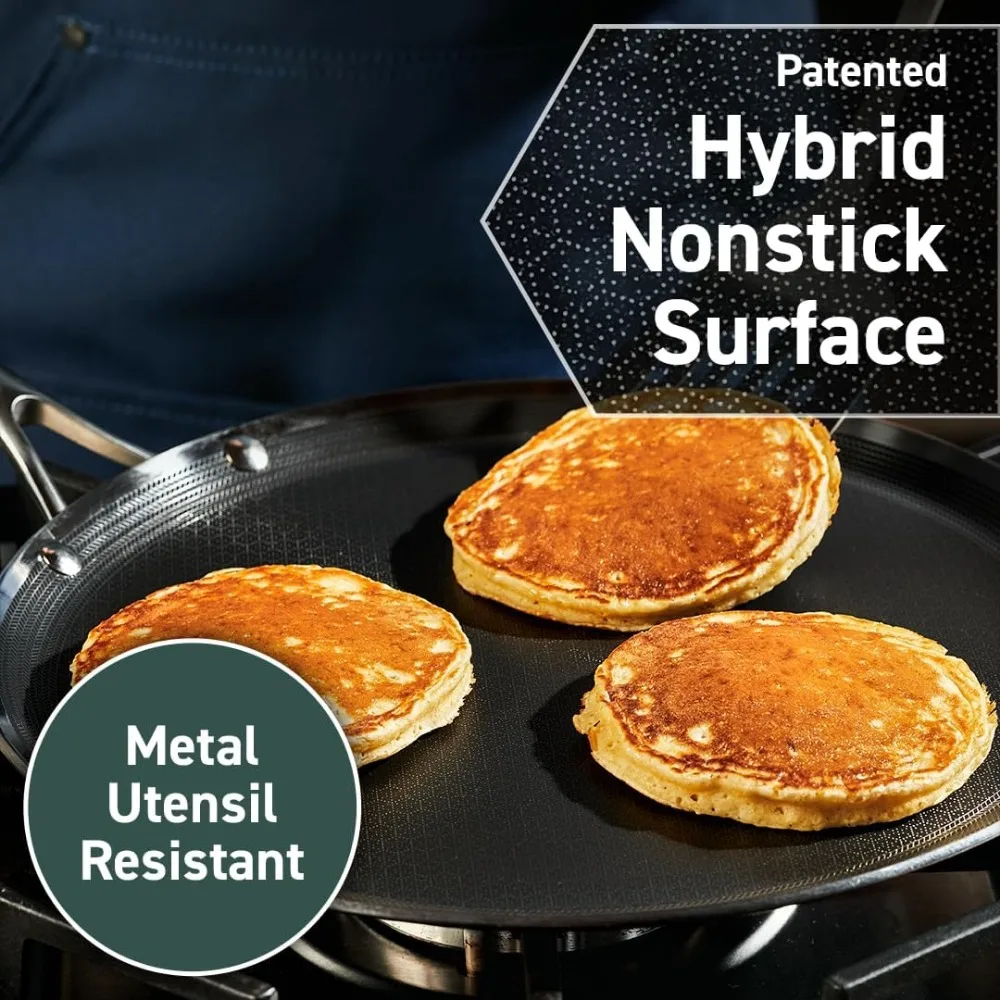 Hybrid Nonstick 13-Inch Griddle, Dishwasher and Oven Safe, Induction Ready, Compatible with All Cooktops