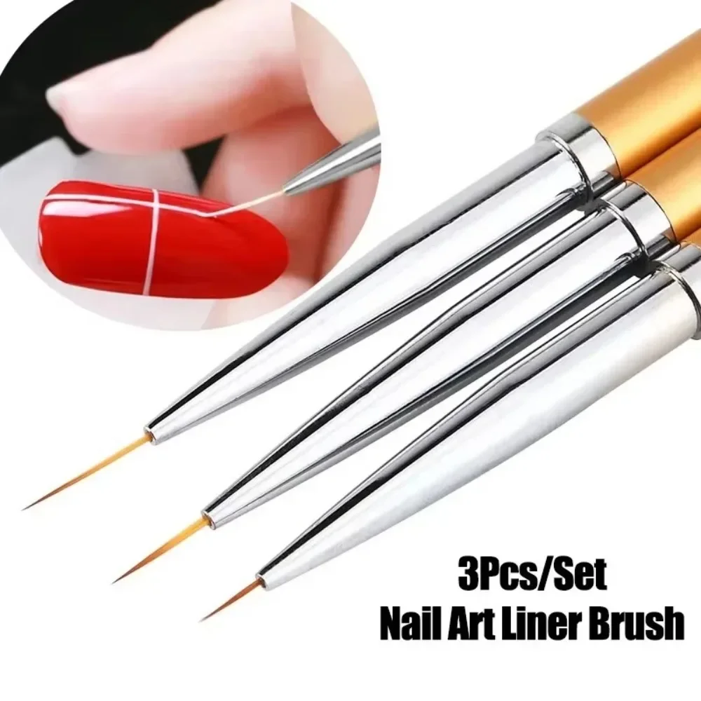 

3Pcs French Stripe Nail Art Liner Brush Set 3D Tips Line Stripes DIY Drawing Pen UV Gel Brushes Painting Pen Manicure Tools