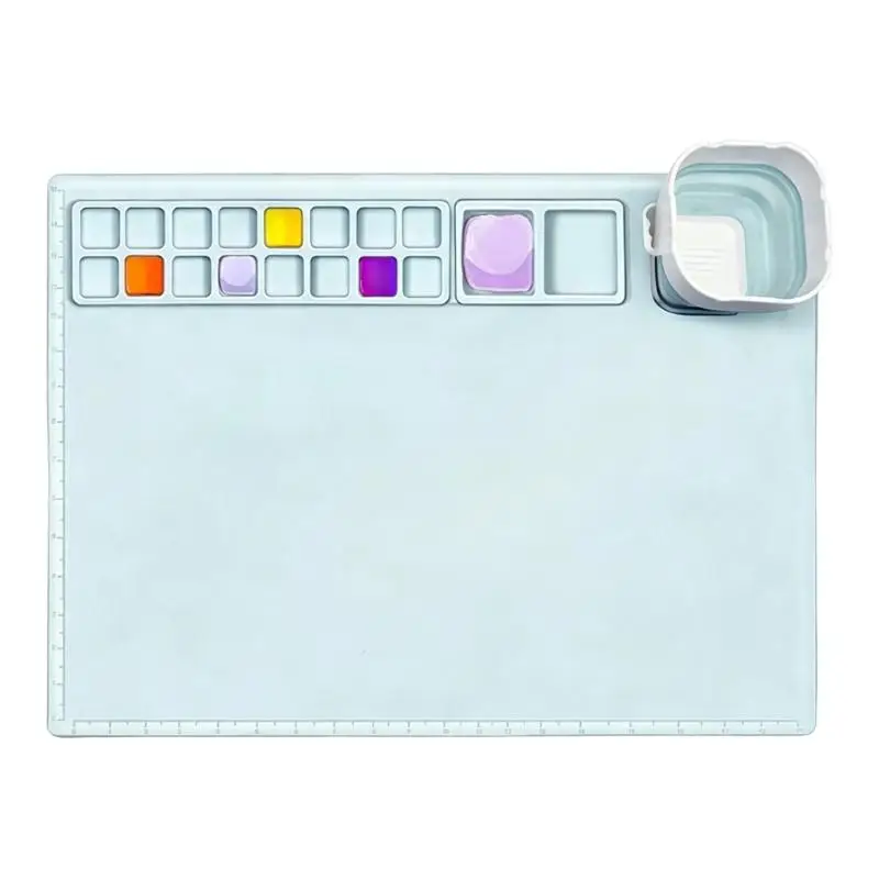 R53C Art Practice Mat with Paint Wells and Wide Drawing Area for Home