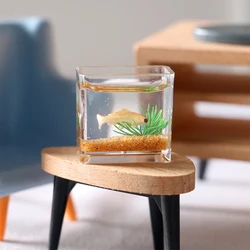 Poppenhuis Miniatuur Glazen Aquarium Kom Aquarium Poppenhuis Thuis Ornament Speelgoed Voor Poppenhuis Decals