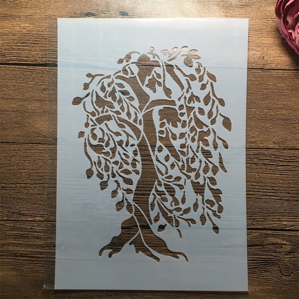 A4 29cm Willow Tree DIY Layering Stencils Wall Painting Scrapbook Coloring Embossing Album Decorative Template