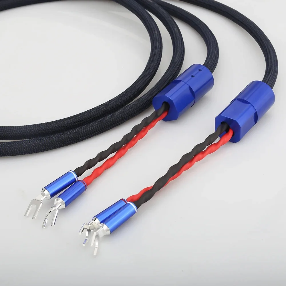 Coppia Audiocrast SC005 Cavo per altoparlante audiofilo placcato argento Cavo per altoparlante con spina a forcella per amplificatore per altoparlante HIFI