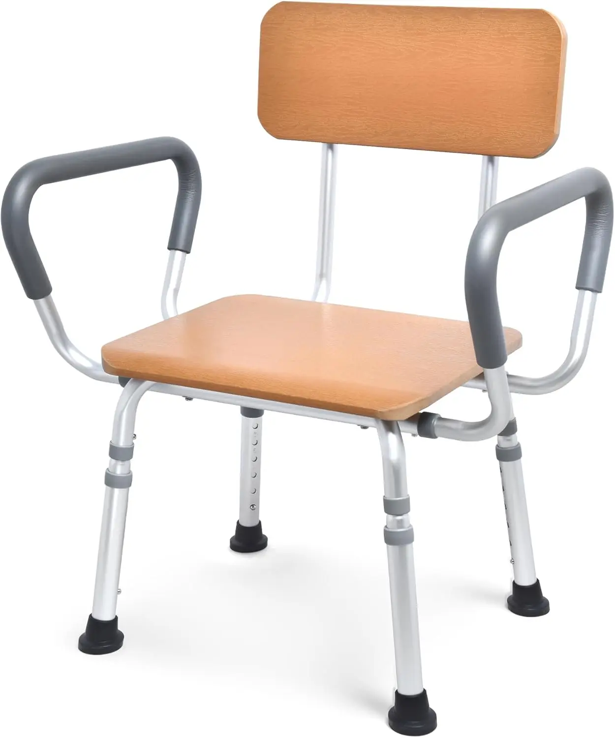 

Регулируемое кресло для душа с подлокотниками и спинкой, деревянное сиденье для пожилых и людей с ограниченными возможностями, усиленная конструкция, выдерживает нагрузку до 400 фунтов.