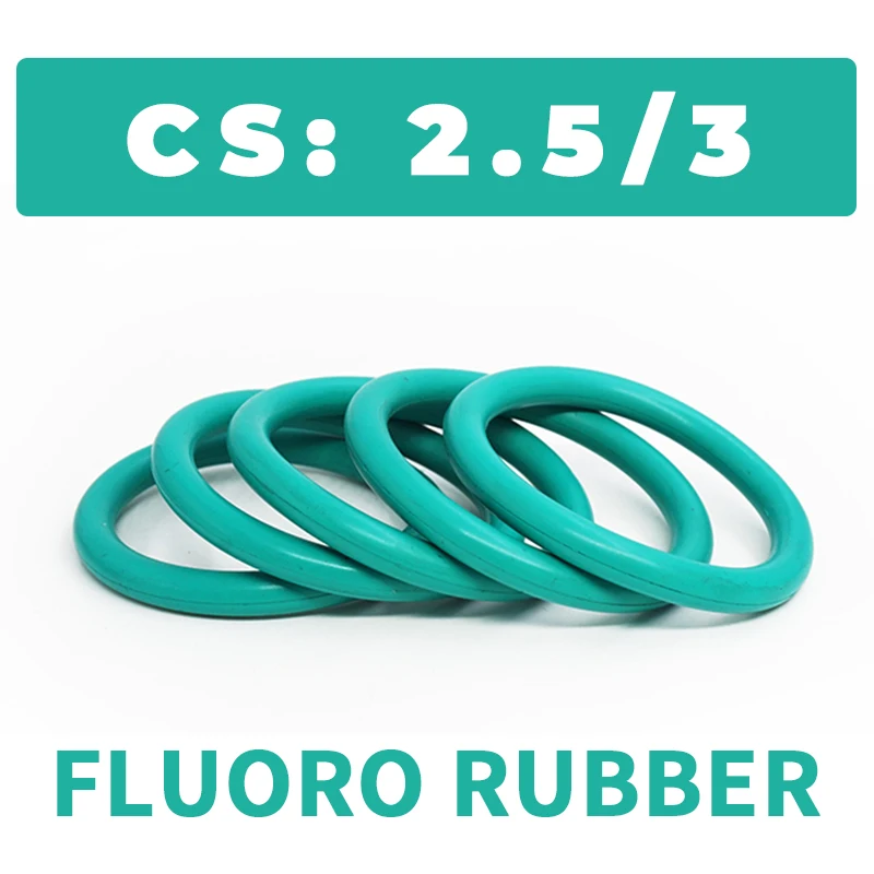Thickness CS2.5/3mm Green FKM O-ring FPM Fluorine Rubber Sealing Gasket Elasticity Rubber Washer Ring Spot Wholesale