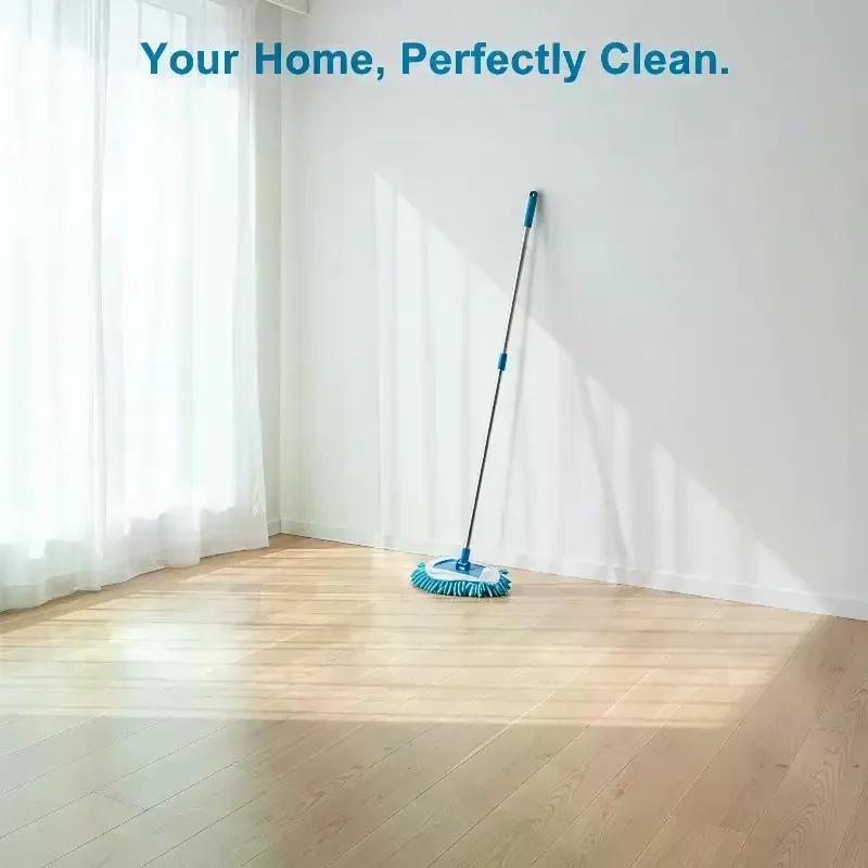 Long Handle Ceiling Mop, Rotating Triangle Mop for Floor Wall Cleaning, Wet and Dry Use Mop for Window Home