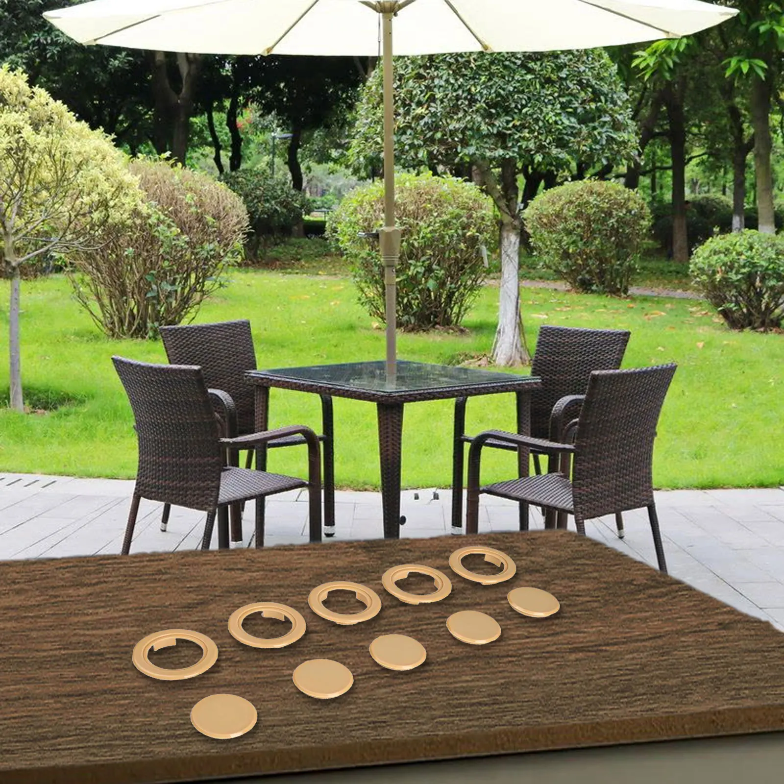 1/10/15pcs Garden Umbrella Hole Ring Cover Set For Outdoor Patio Umbrella 5-6 Mm Furniture Table Umbrella Hole Ring Cap Set