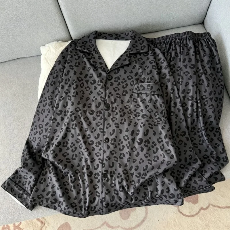 Cozy Gentle Breathable Daily Indoor Nightwear Men Autumn Winter Lapel Collar Button‑Up Long Sleeve Sleep Suit Relaxed Loungewear