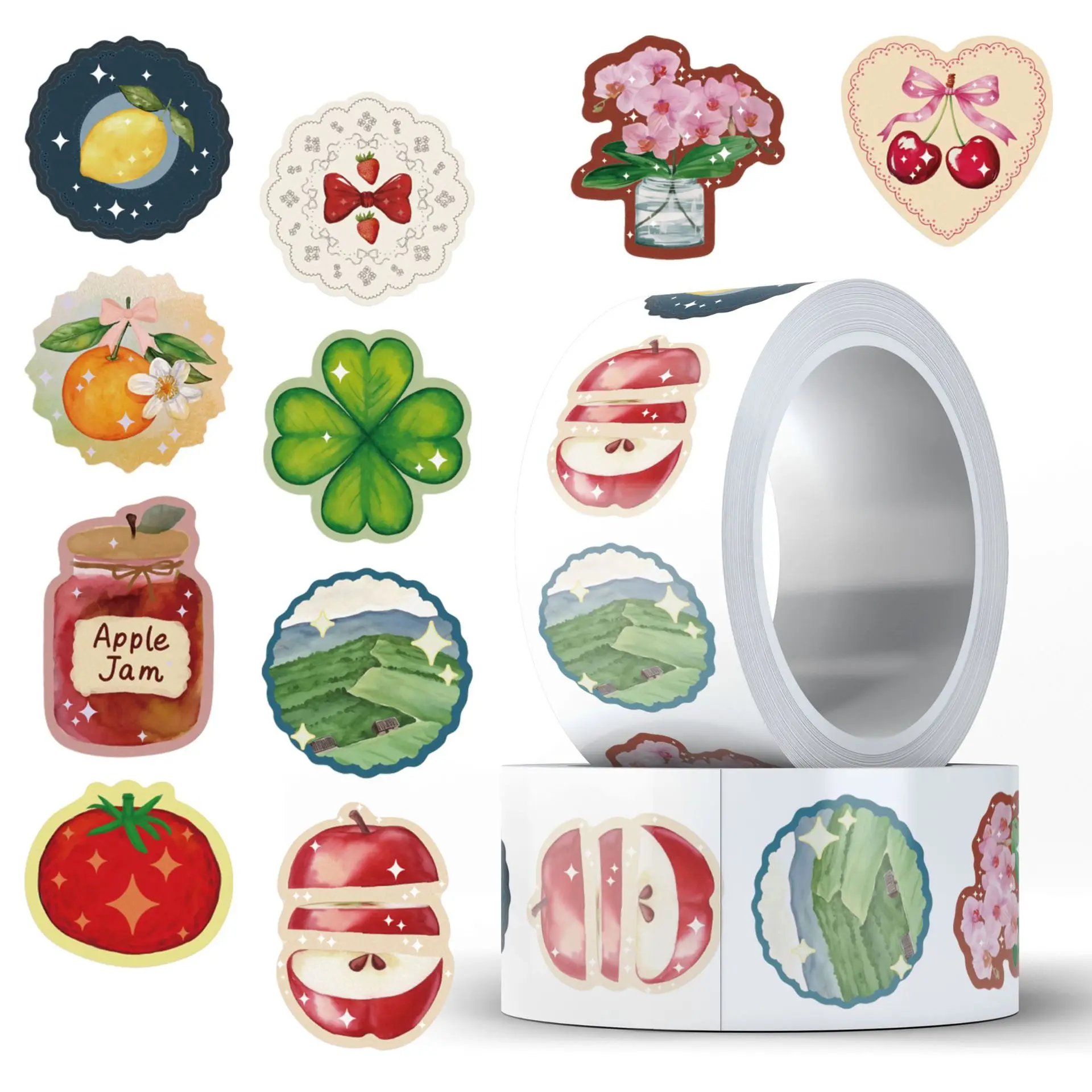 

500pcs/Roll Cute Small Pattern Cartoon Sealing Stickers DIY PVC Laptop Decals Decoration Reward Gift Toy