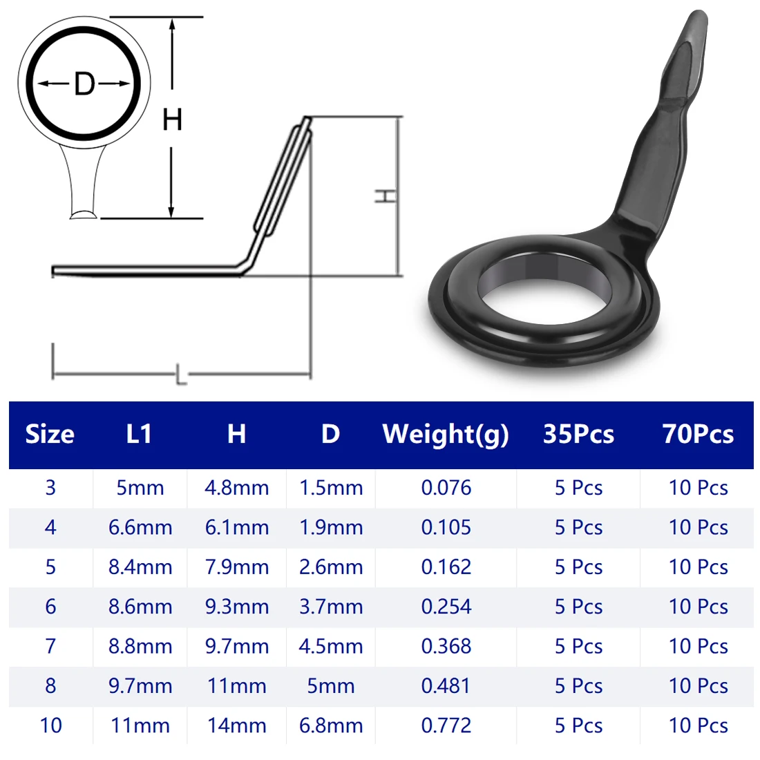 Imagem -02 - Fishtrip-único pé Pesca Rod Guias Repair Kit Micro Guias para Light-spinning Casting e Fly Rod 0.076g0.77g