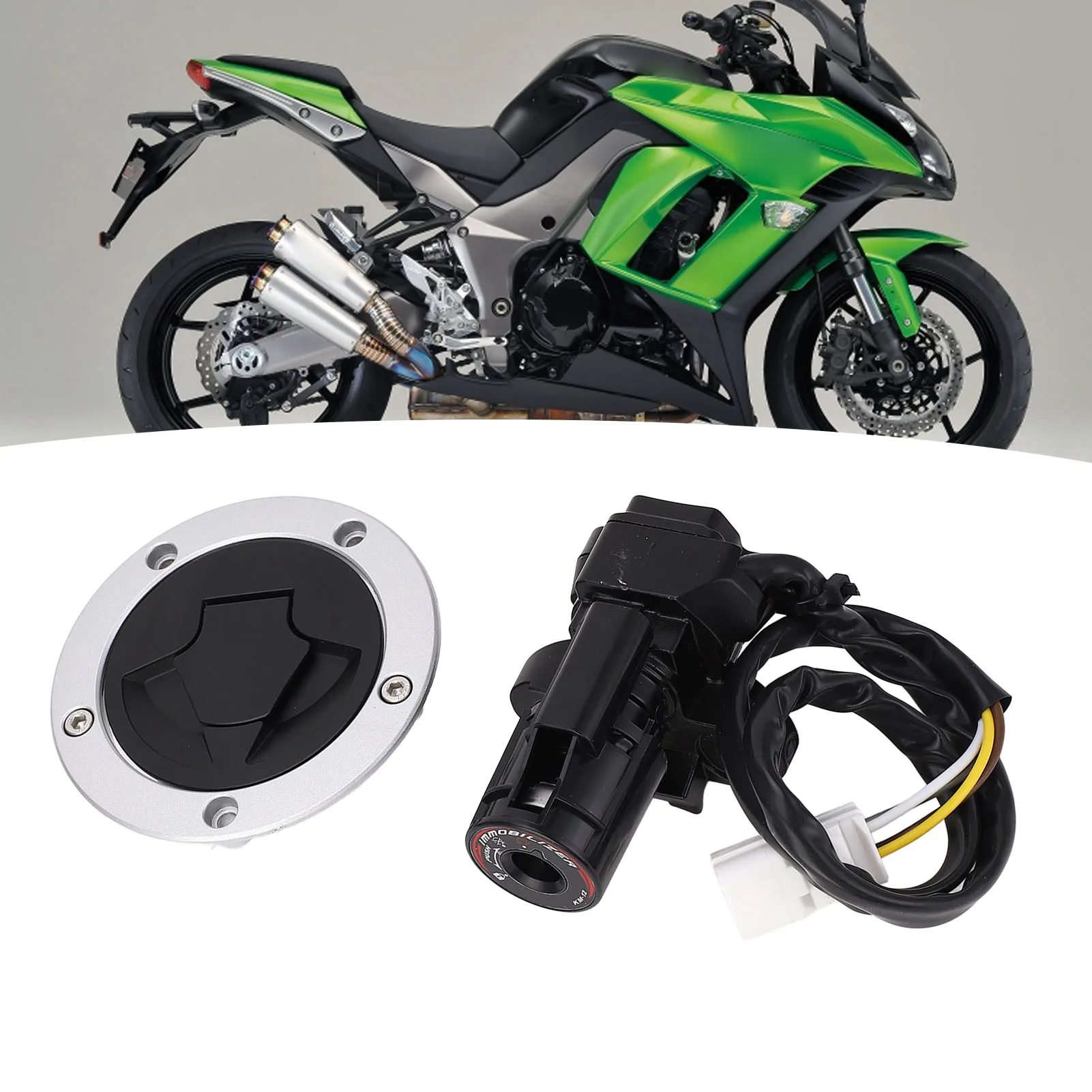 

Ignition Switch Fuel Gas Cap Seat Lock Set Metal ABS High Strength Reliable Performance for ZX6R ZX10R Z1000SX