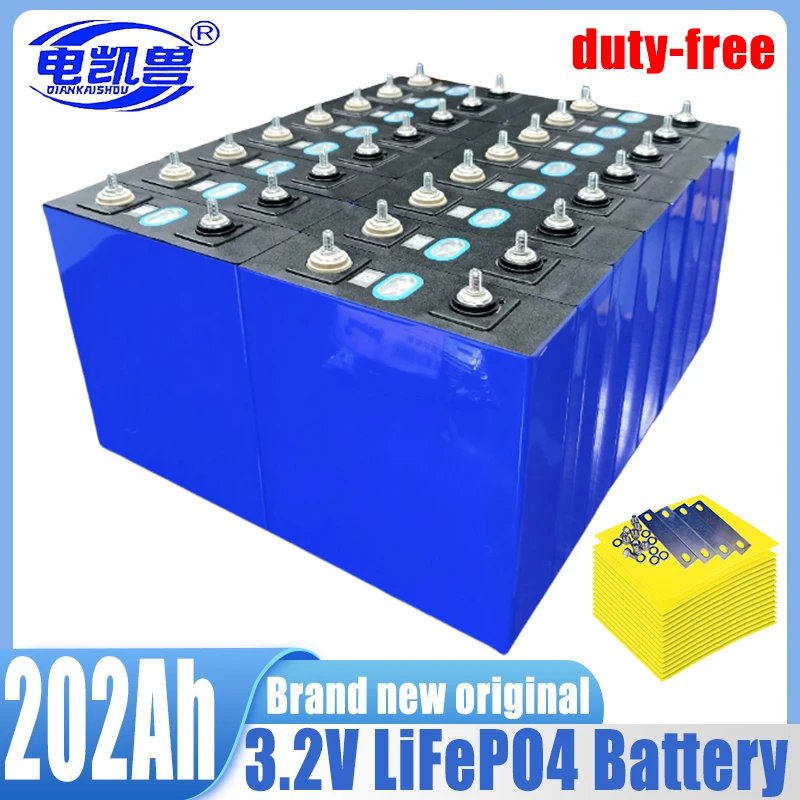 

Grade A 3.2V 202Ah new Lifepo4 battery Lithium Iron Phosphate High power DIY 12V 24V 200Ah Electric car golf cart Solar Tax Free