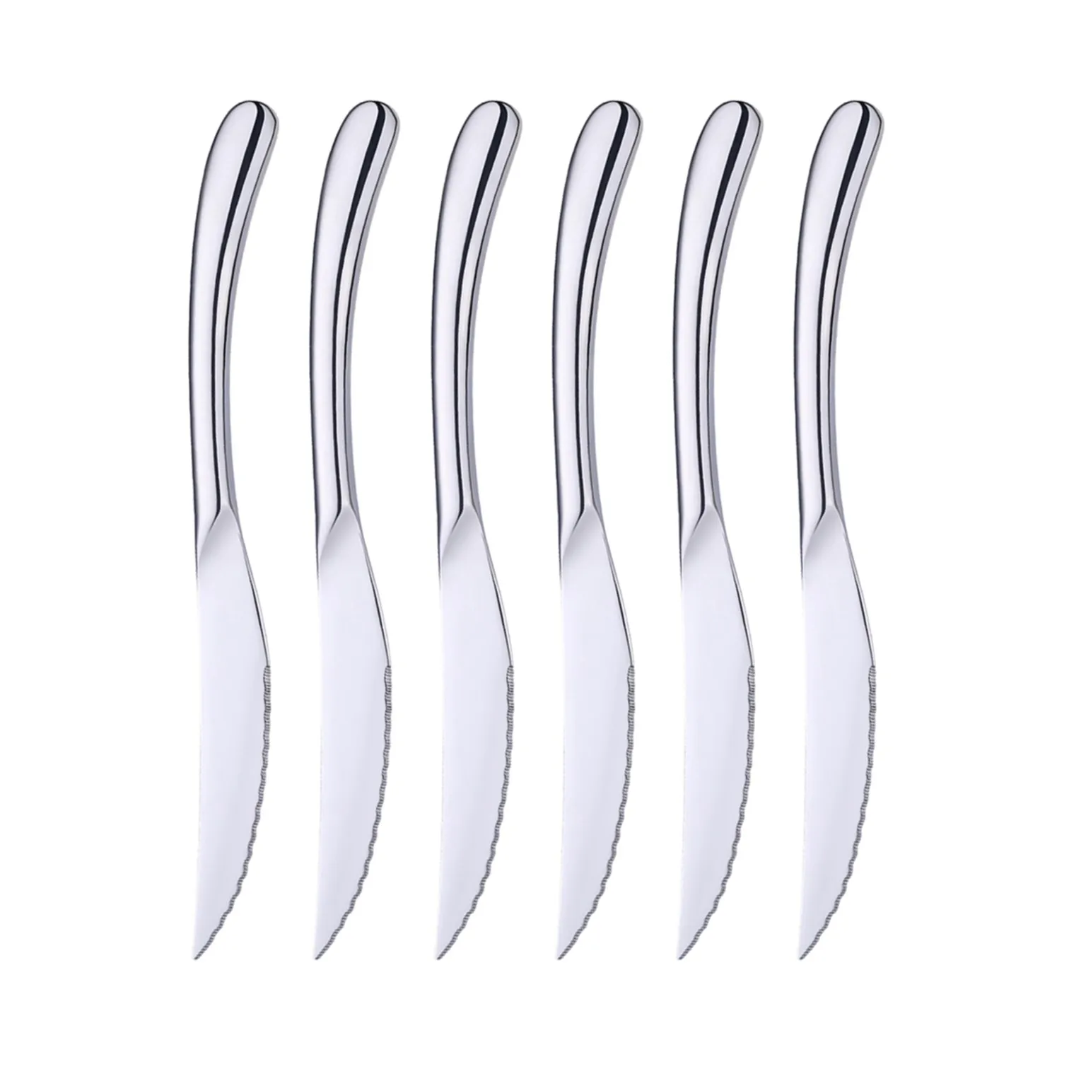 

6Pcs LFGB Certificate Luxury 420 Stainless Steel Steak Knife Ultra Sharp Classical Banquet Cutlery Retro Family Dinner Tableware