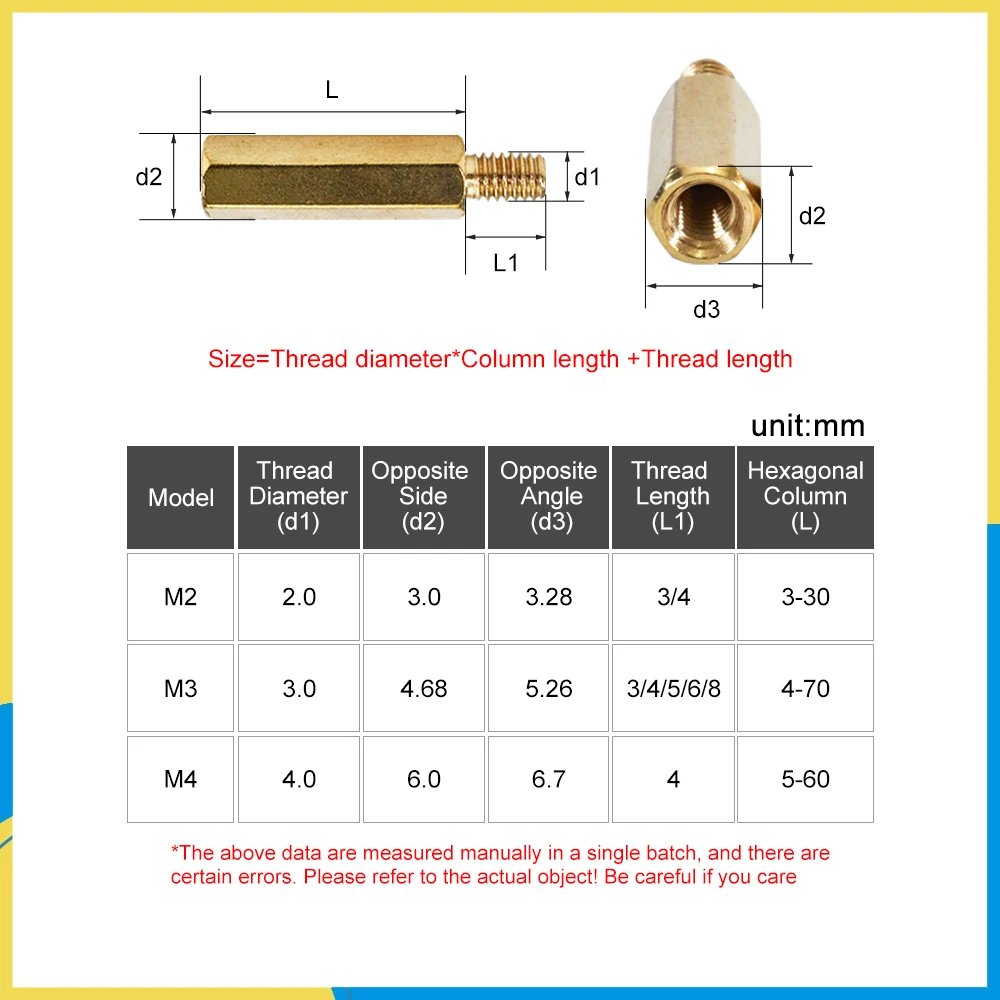 M2 M2.5 M3 M4 M5 Hex Brass Standoff Spacer Hexagon Stand off Motherboard Column Rack Stud Copper Pillar PCB Board Nut Bolt Screw