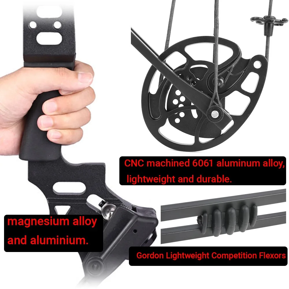 Adjustable Compound Bow 20‑70lbs 320FPS Speed 80% Let‑off Dual‑Hand Design Compound Bow for Outdoor Hunting Archery Shooting Activities