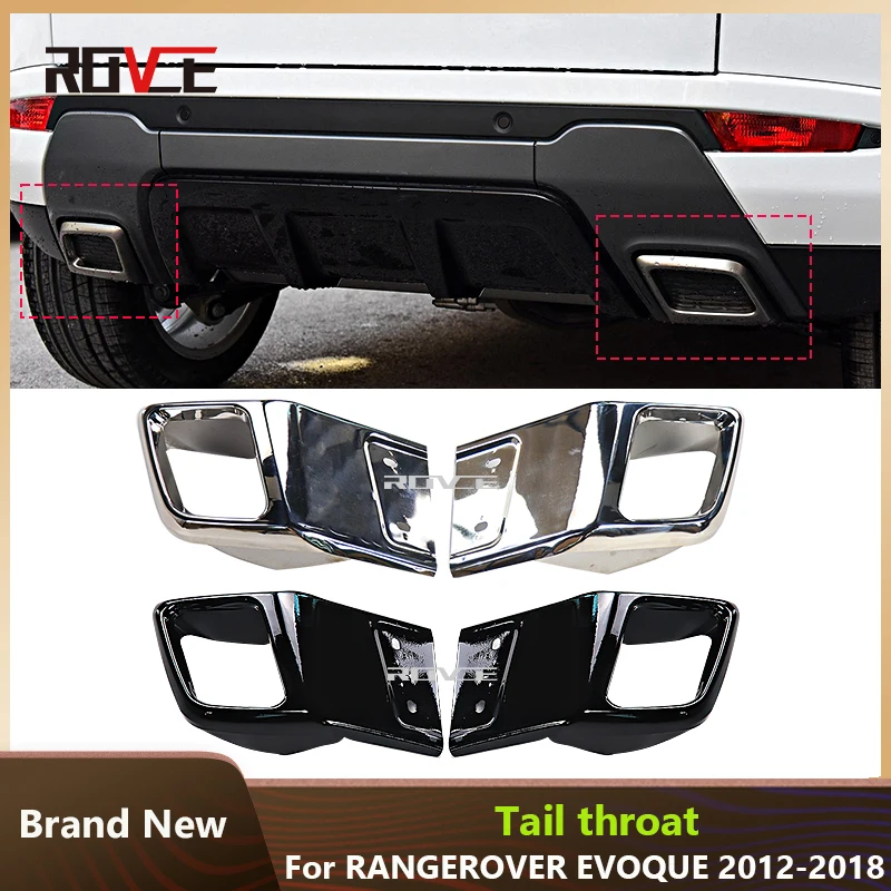 ROVCE Car Rear Bumper Exhaust Pipe Square Muffler Tail Throat For Land Rover Range Rover Evoque L538 2012-2018 Dynamiv Style